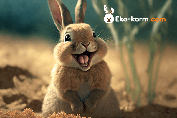 Довольный кролик улыбается